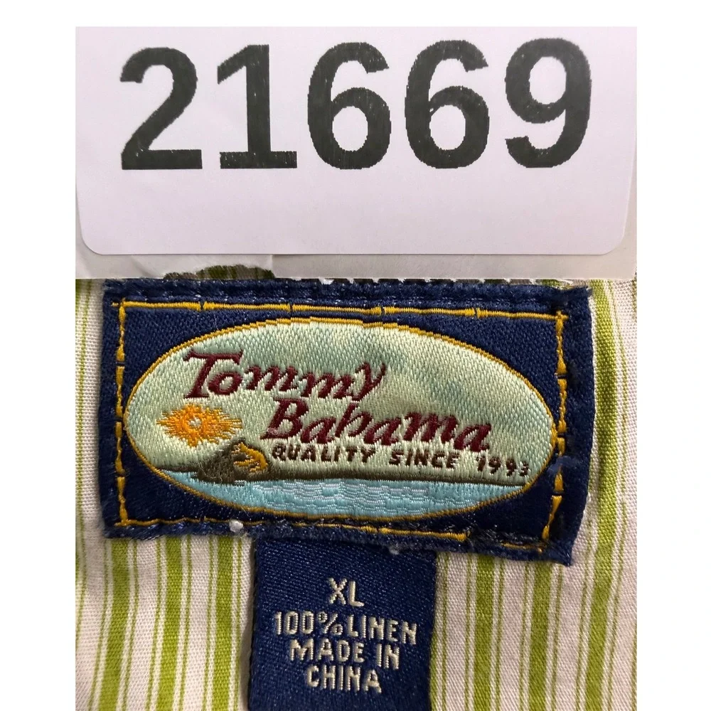 Tommy Bahama Shorts Mens XL 48X10 Green Cargo Linen Elastic Waist Pull On Beachy